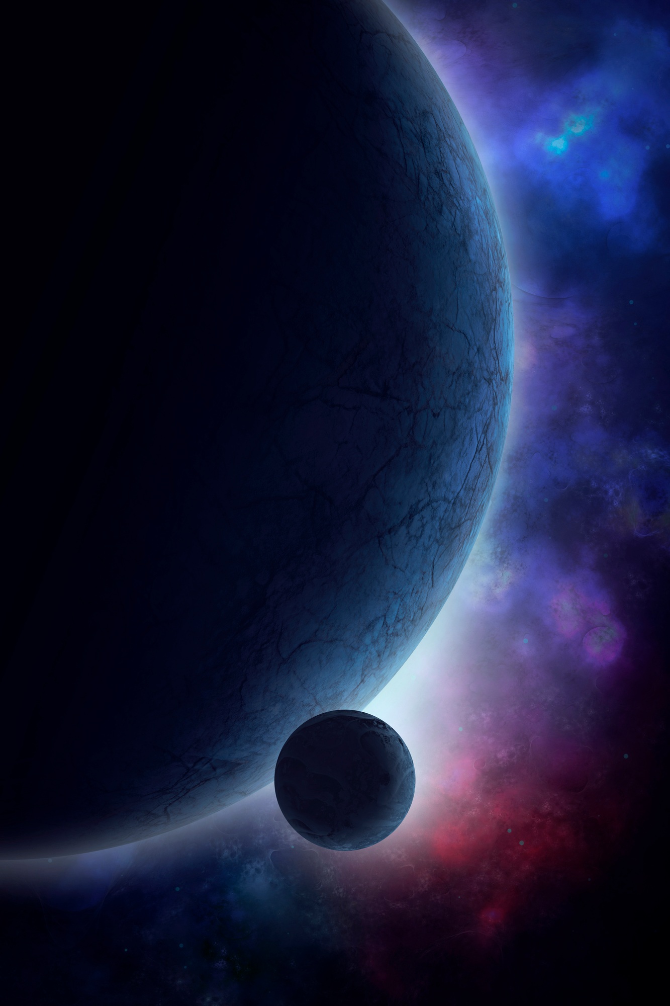 Space background illustration with planet and mood